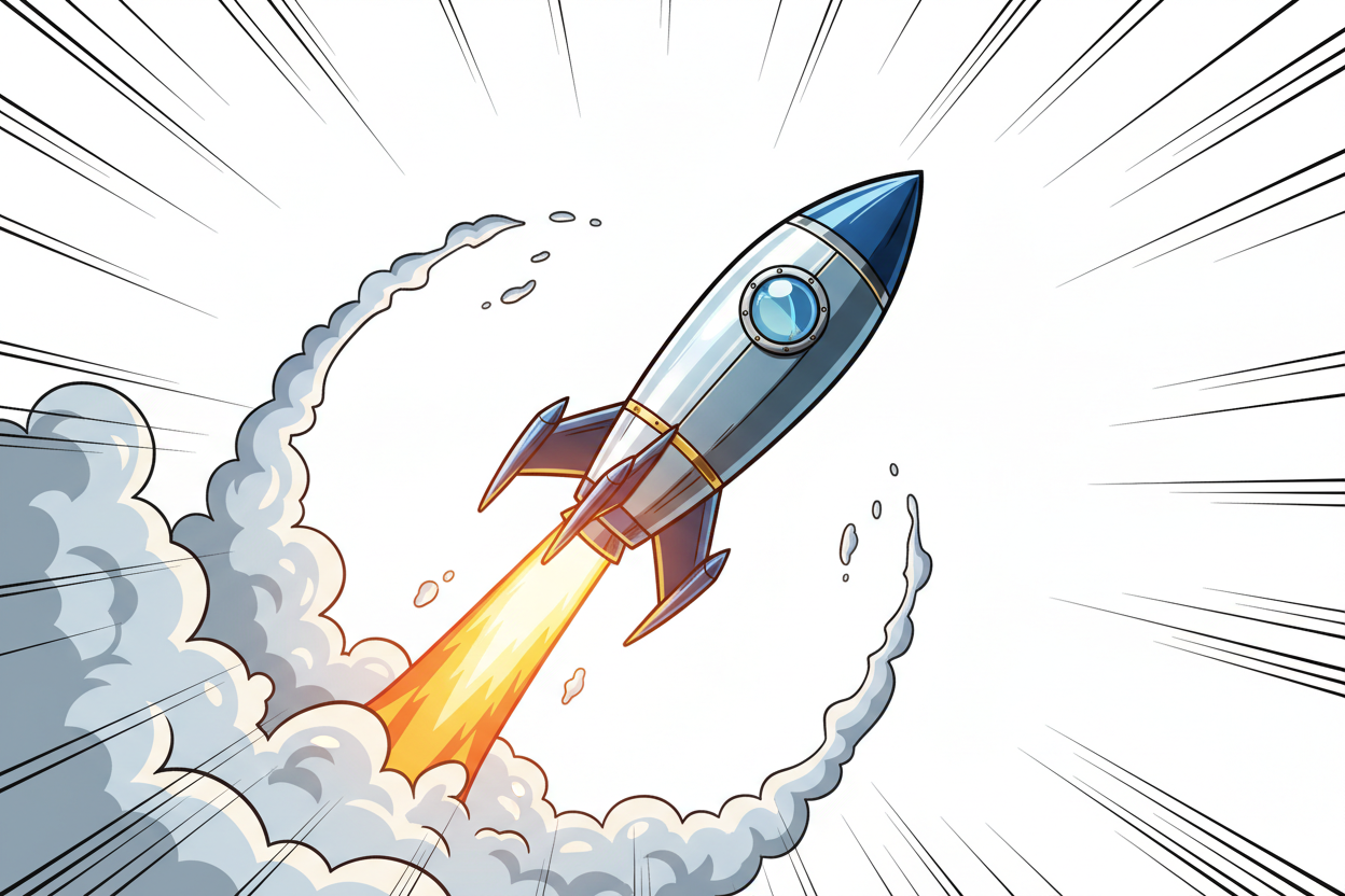 Rocket animated with white background 